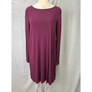 Gap Plum Jersey Shift Dress Long Sleeve Minimalist Midi M